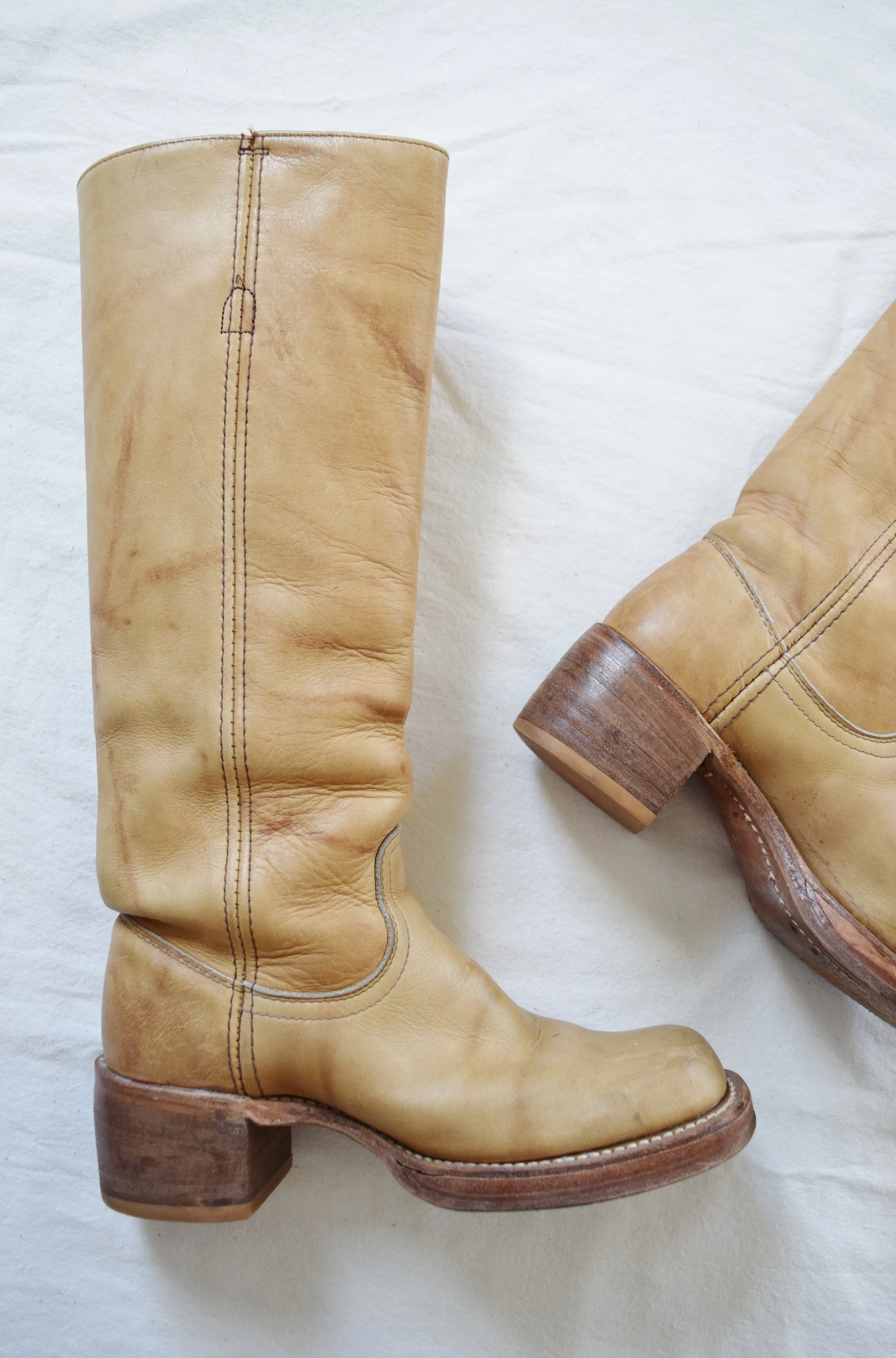 1970s Frye Campus Boots | Vintage Frye Boots | Banana Tan Frye Boots | Women's US Size 5