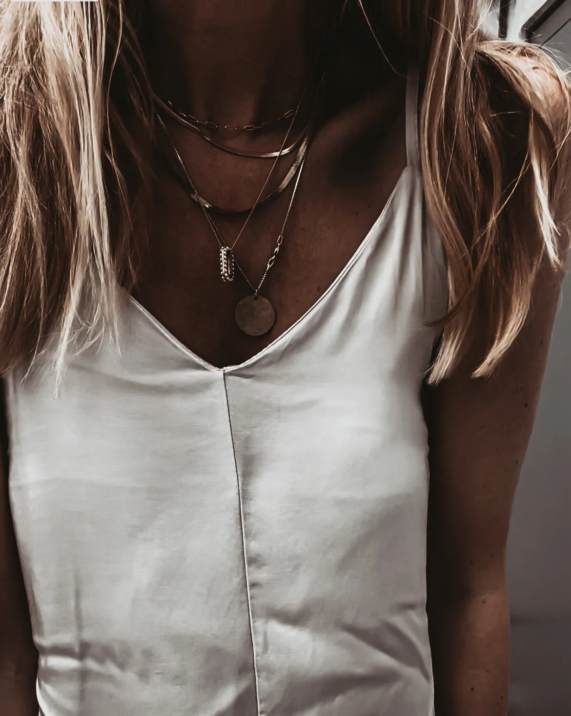 Athena strappy satin VINTAGE WHITE dress