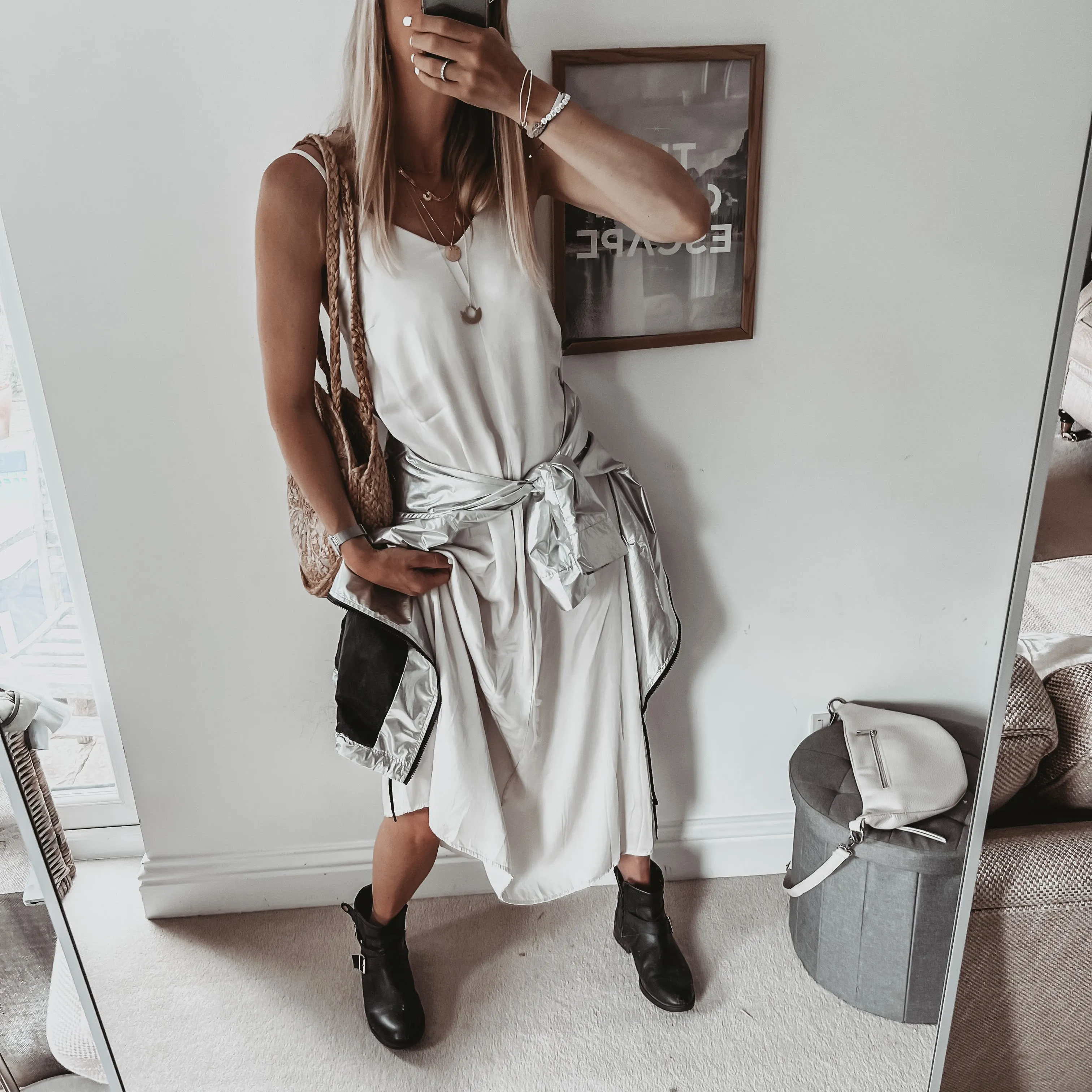 Athena strappy satin VINTAGE WHITE dress
