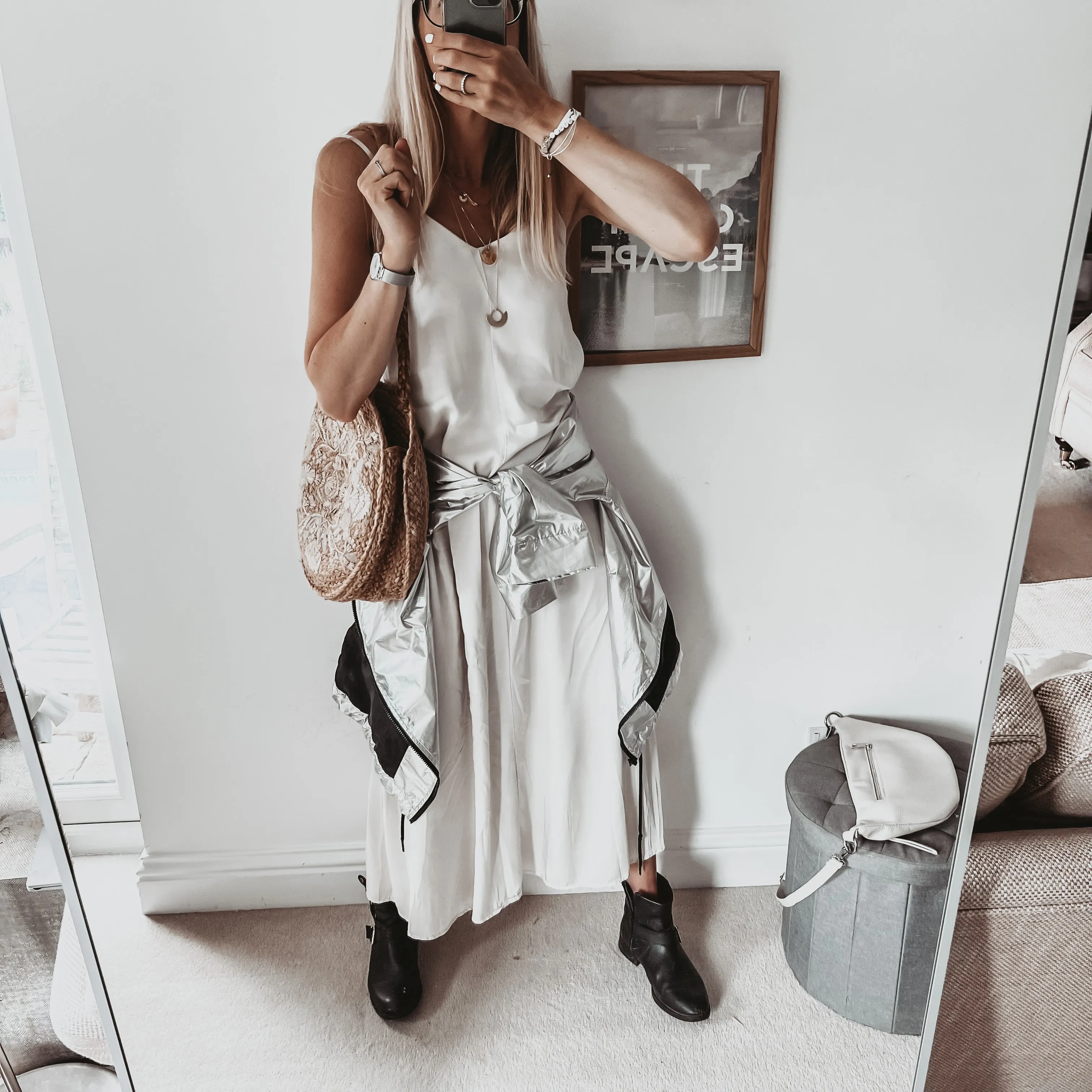 Athena strappy satin VINTAGE WHITE dress