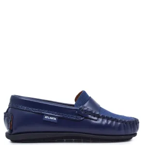 Atlanta Mocassin Twill and Leather Navy Penny Loafer