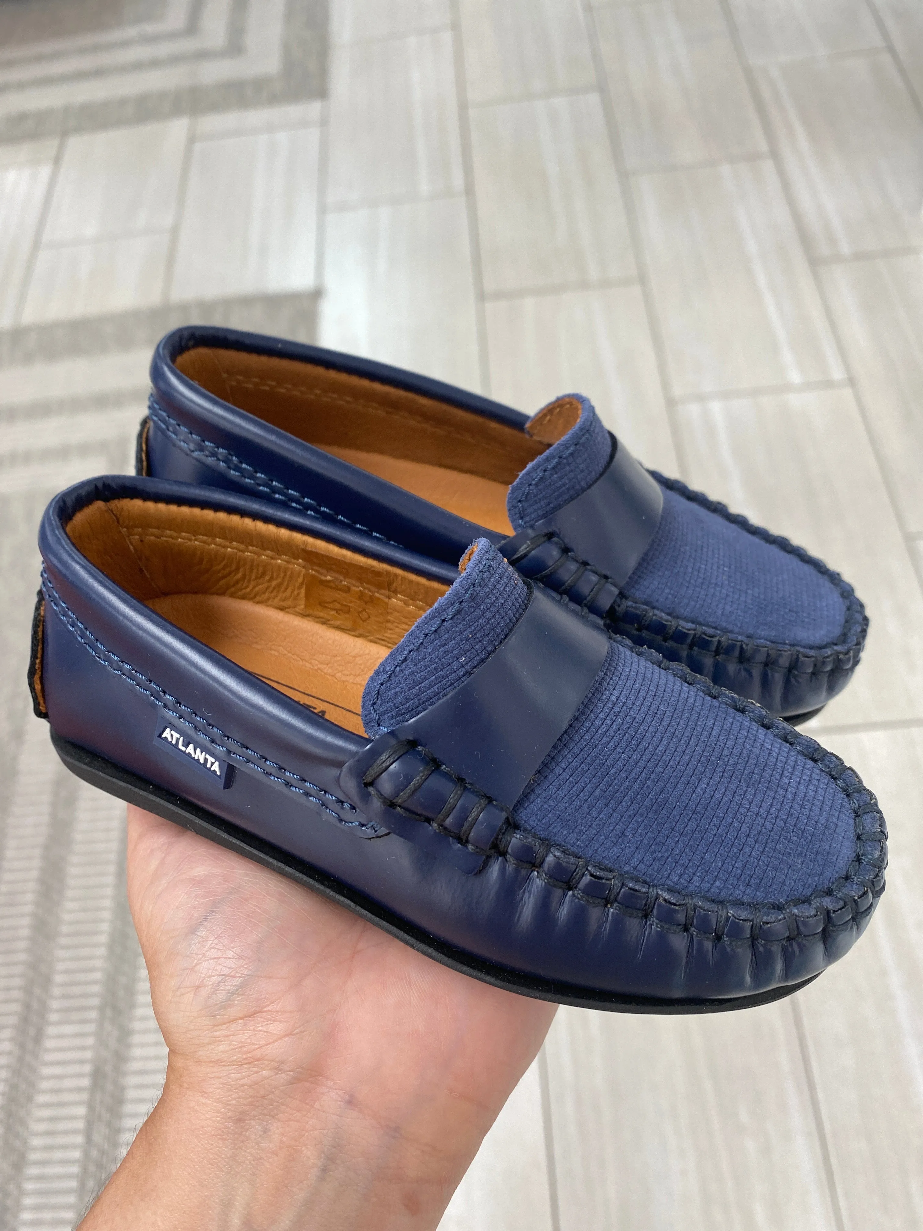 Atlanta Mocassin Twill and Leather Navy Penny Loafer