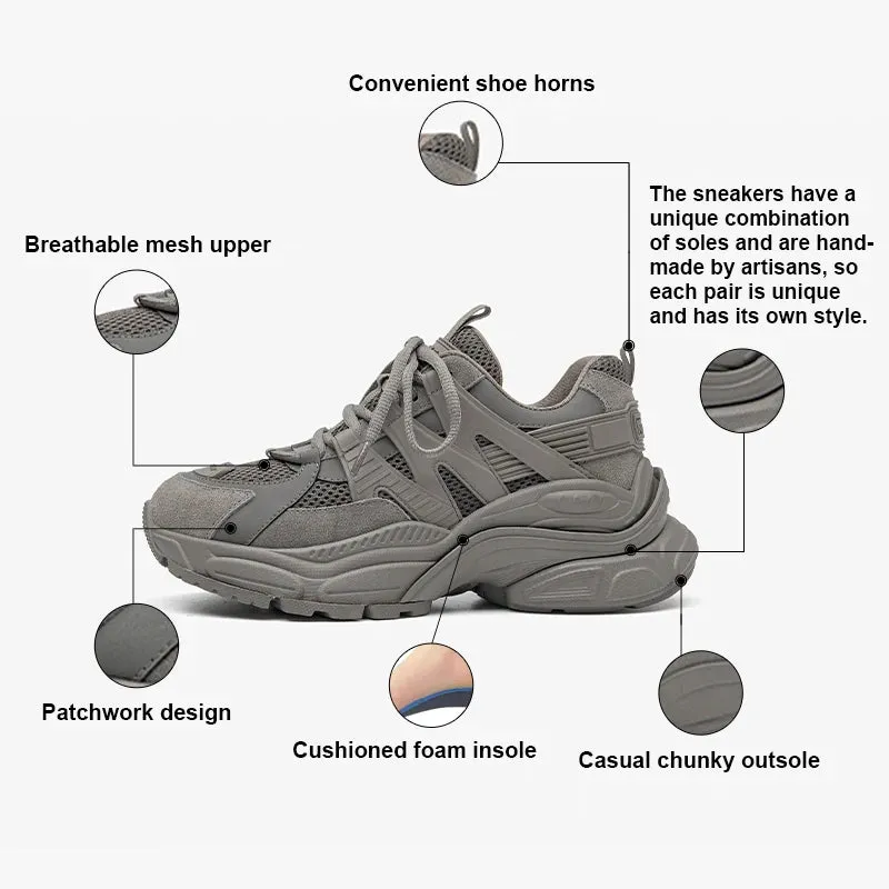 BeauToday Platform Sneakers Women Mesh Solid Color Breathable Trainers Lace-up Round Toe Thick Sole Ladies Shoes Handmade 29462