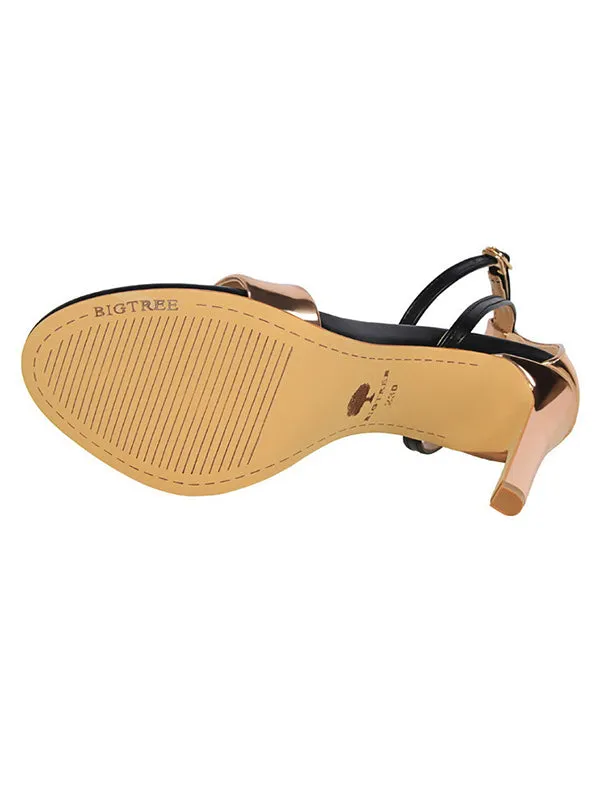 Belt Buckle Open Toe Shiny Split-Joint Sandals Pumps Sandals