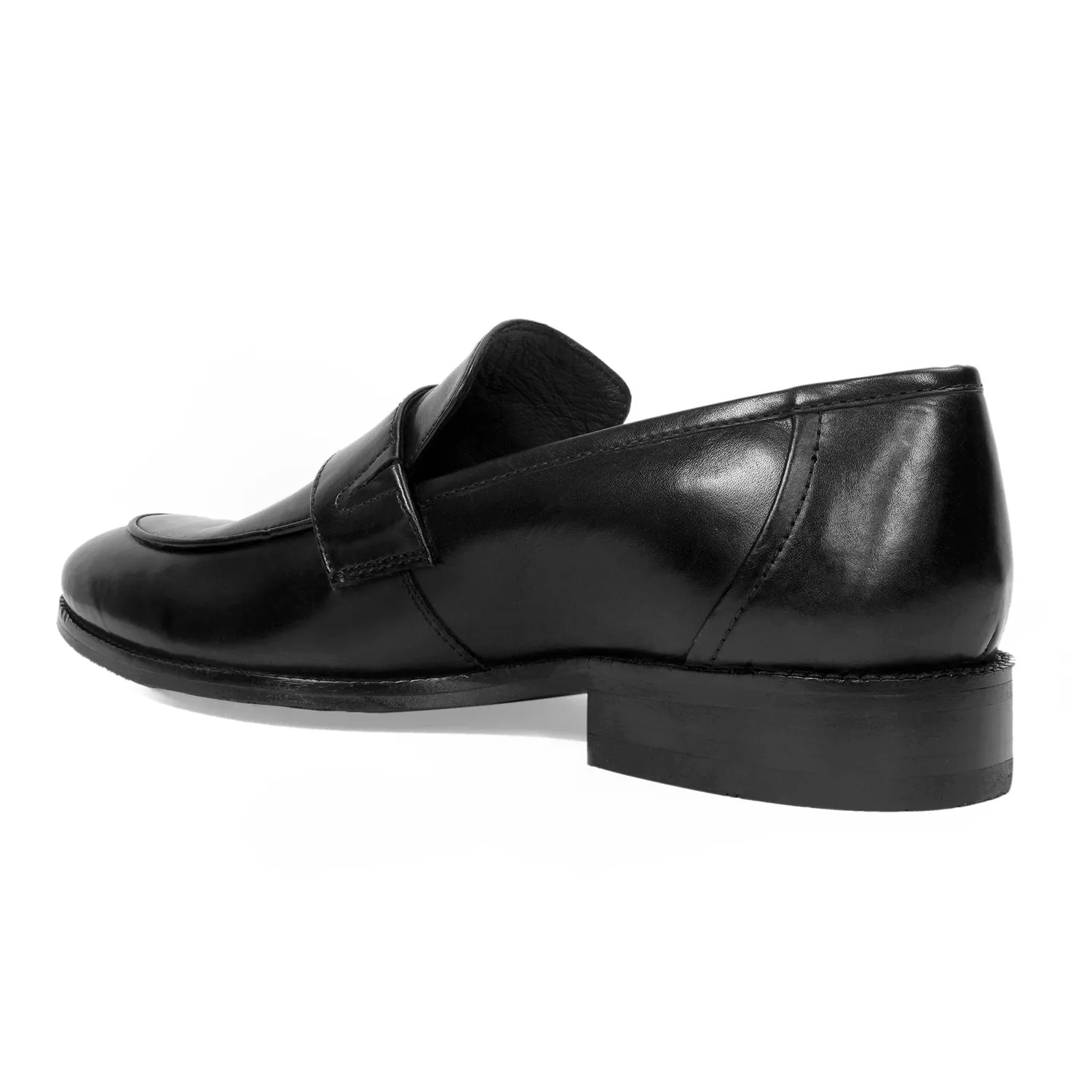 Black Formal Slip on with Gun Metal Lion Logo