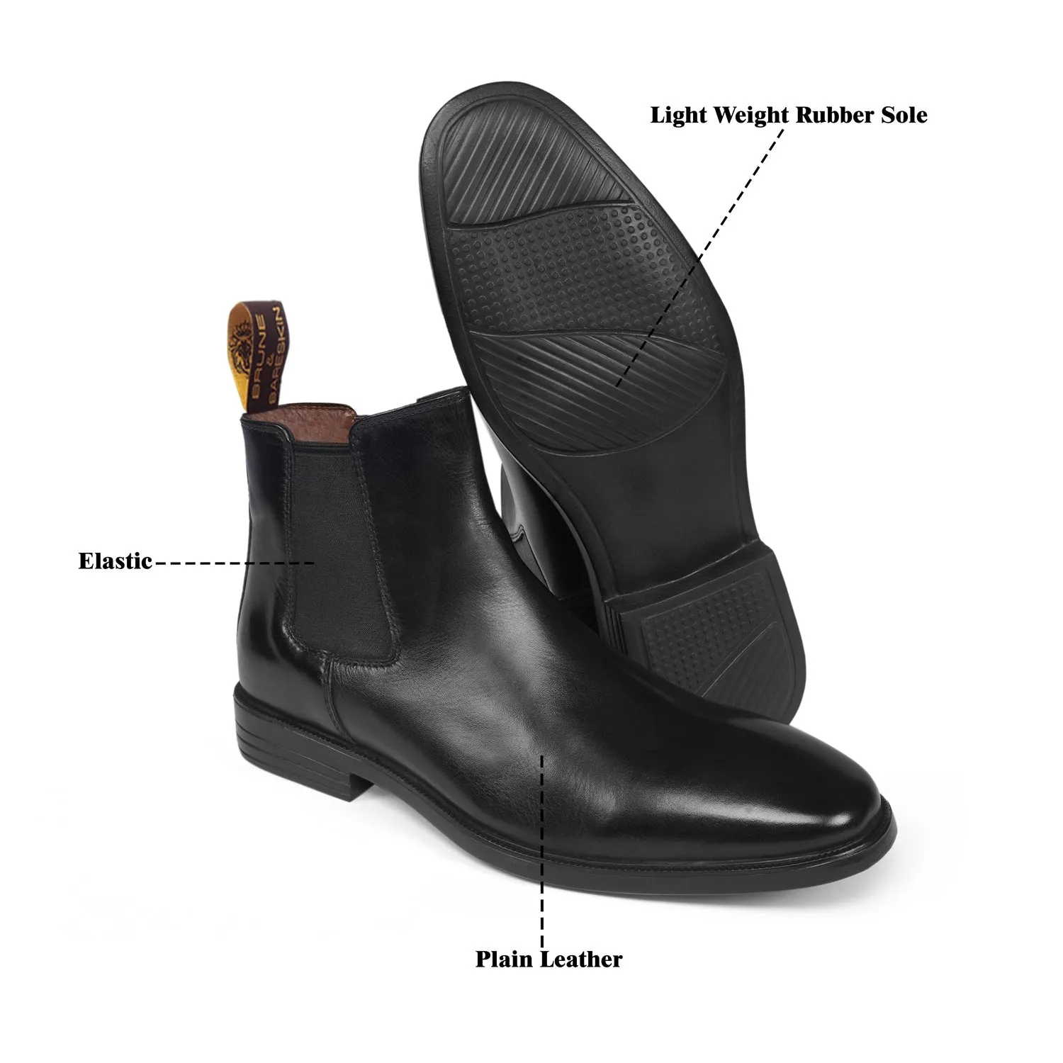 Black Leather Light Weight Chelsea Boots For Men By Brune & Bareskin