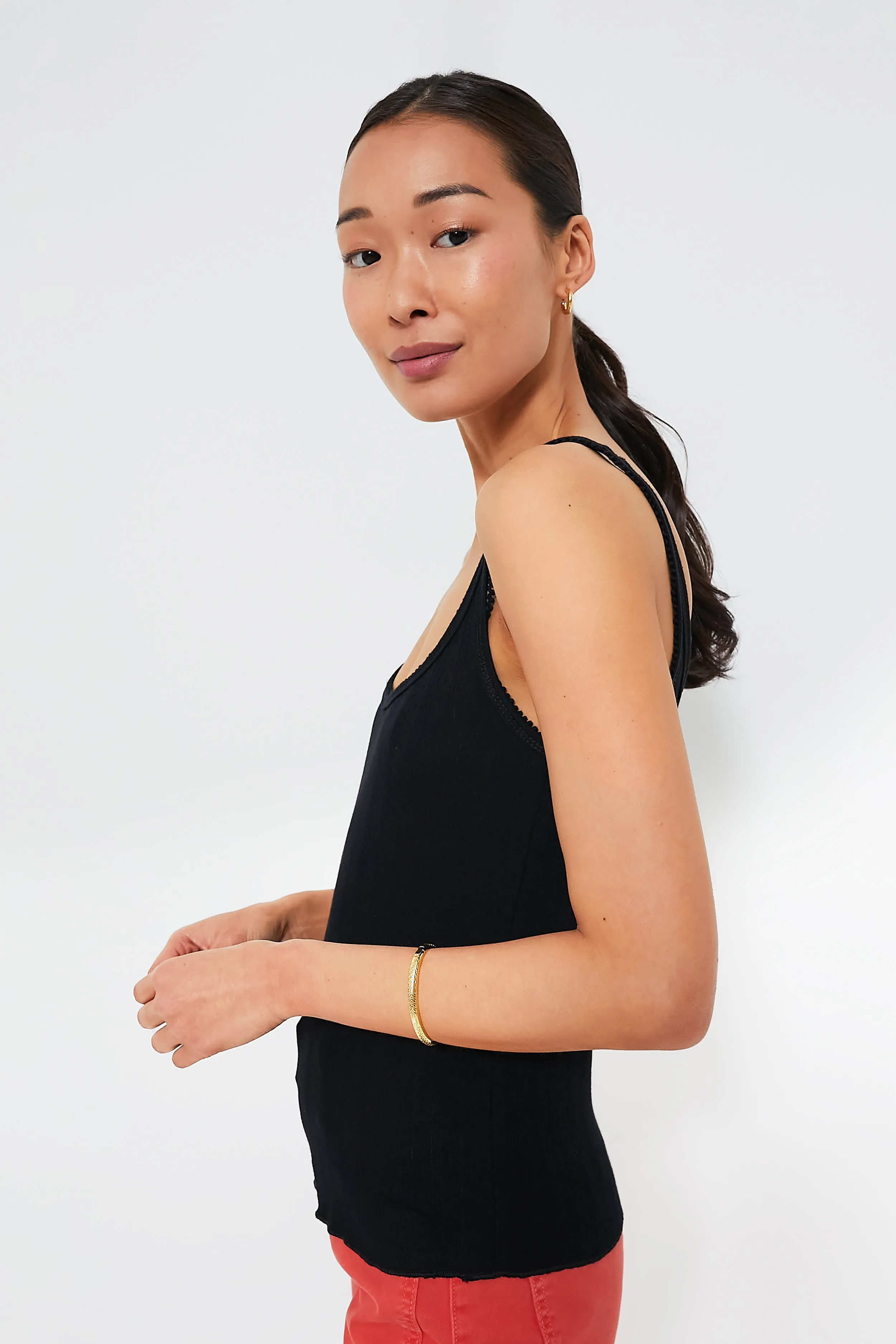 Black Pointelle Laura Tank
