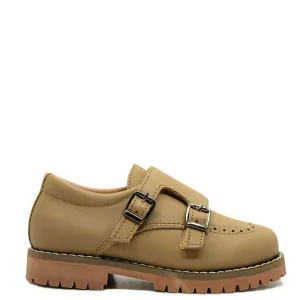 Blublonc Taupe Double Monk Wingtip Shoe