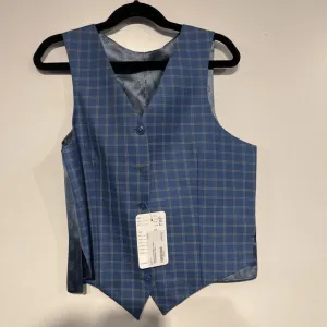 Blue Cream Windowpane Vest