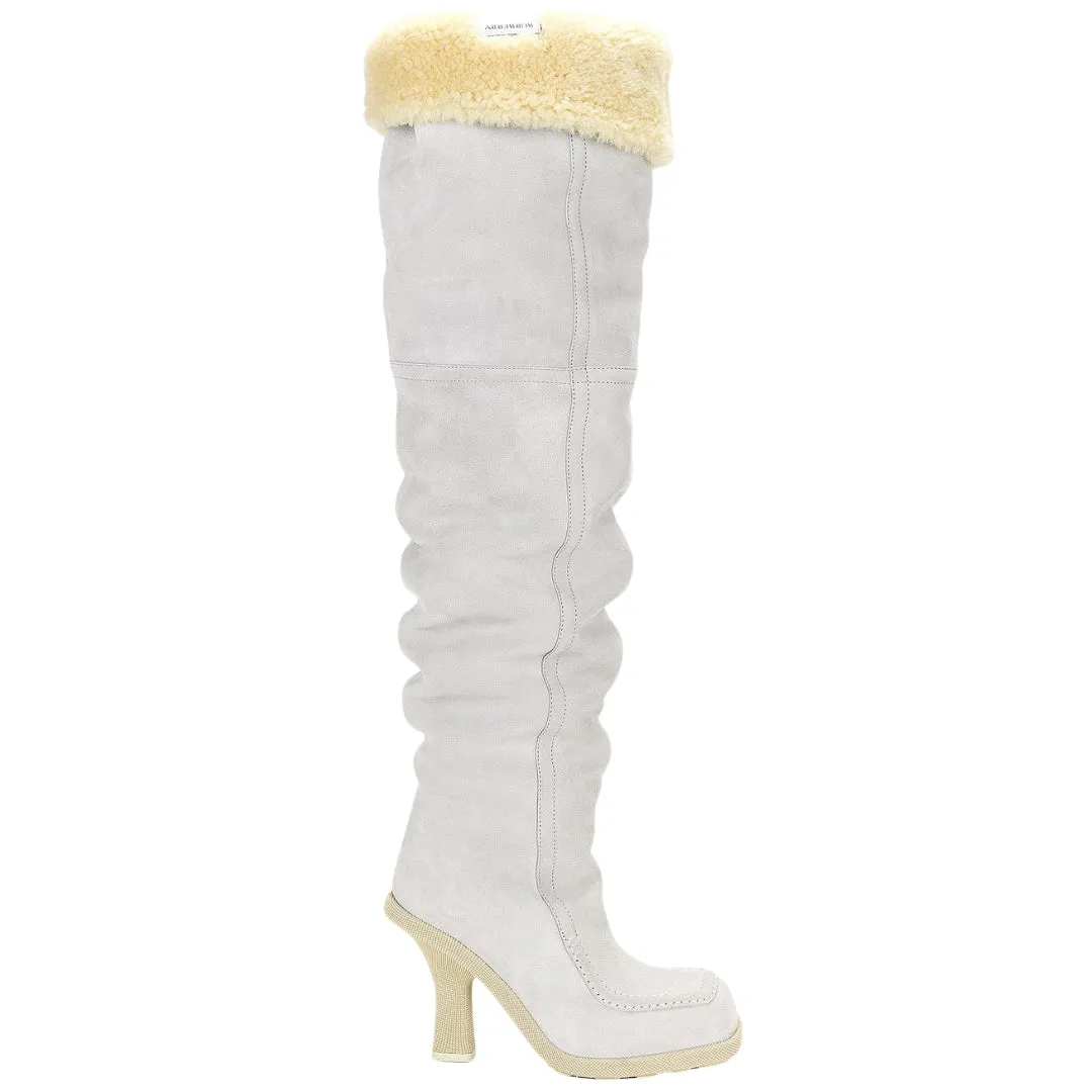 Burberry 8074716 Burberry Thigh High Roberta Boots Foam Butter Light Grey Thigh High Boots Womens