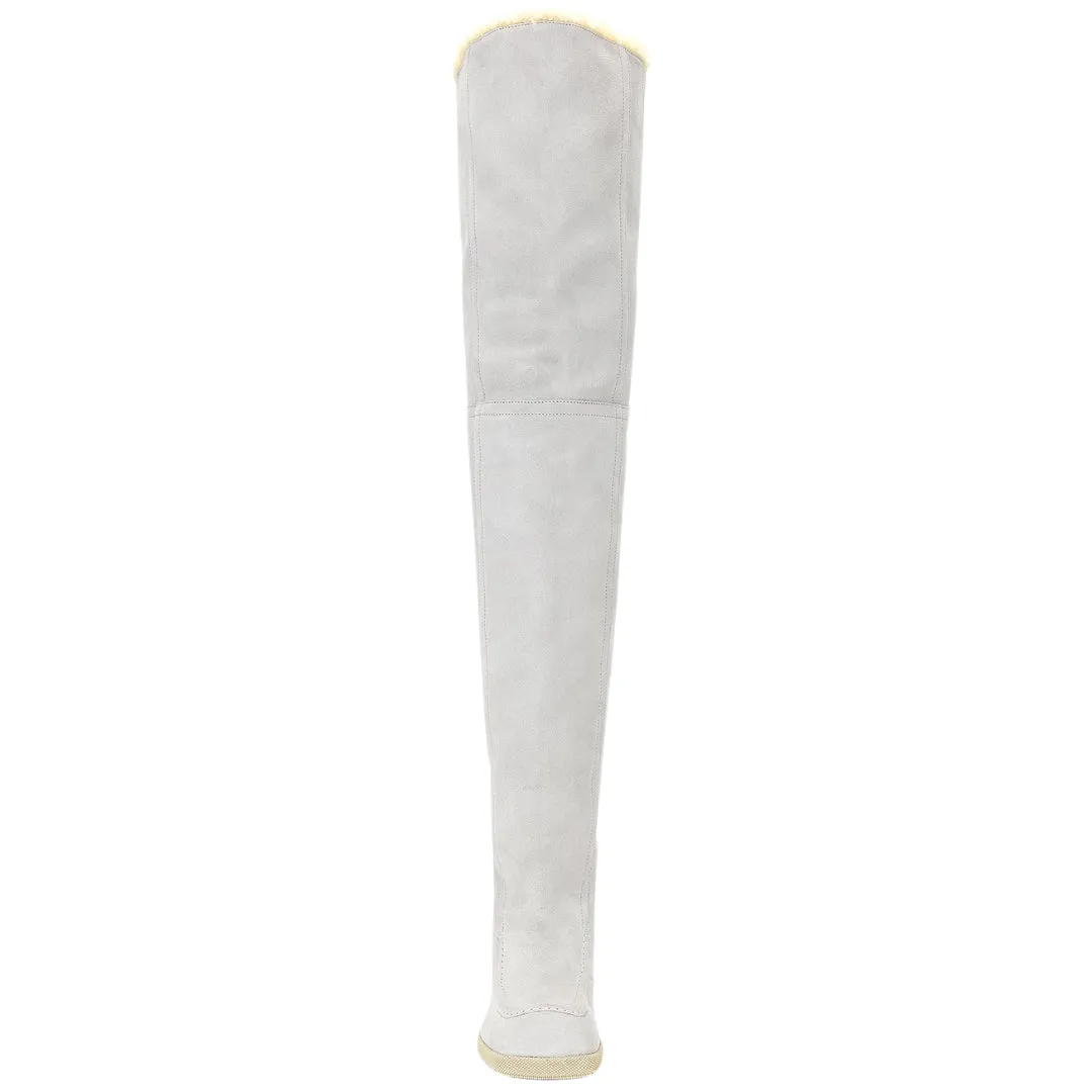 Burberry 8074716 Burberry Thigh High Roberta Boots Foam Butter Light Grey Thigh High Boots Womens