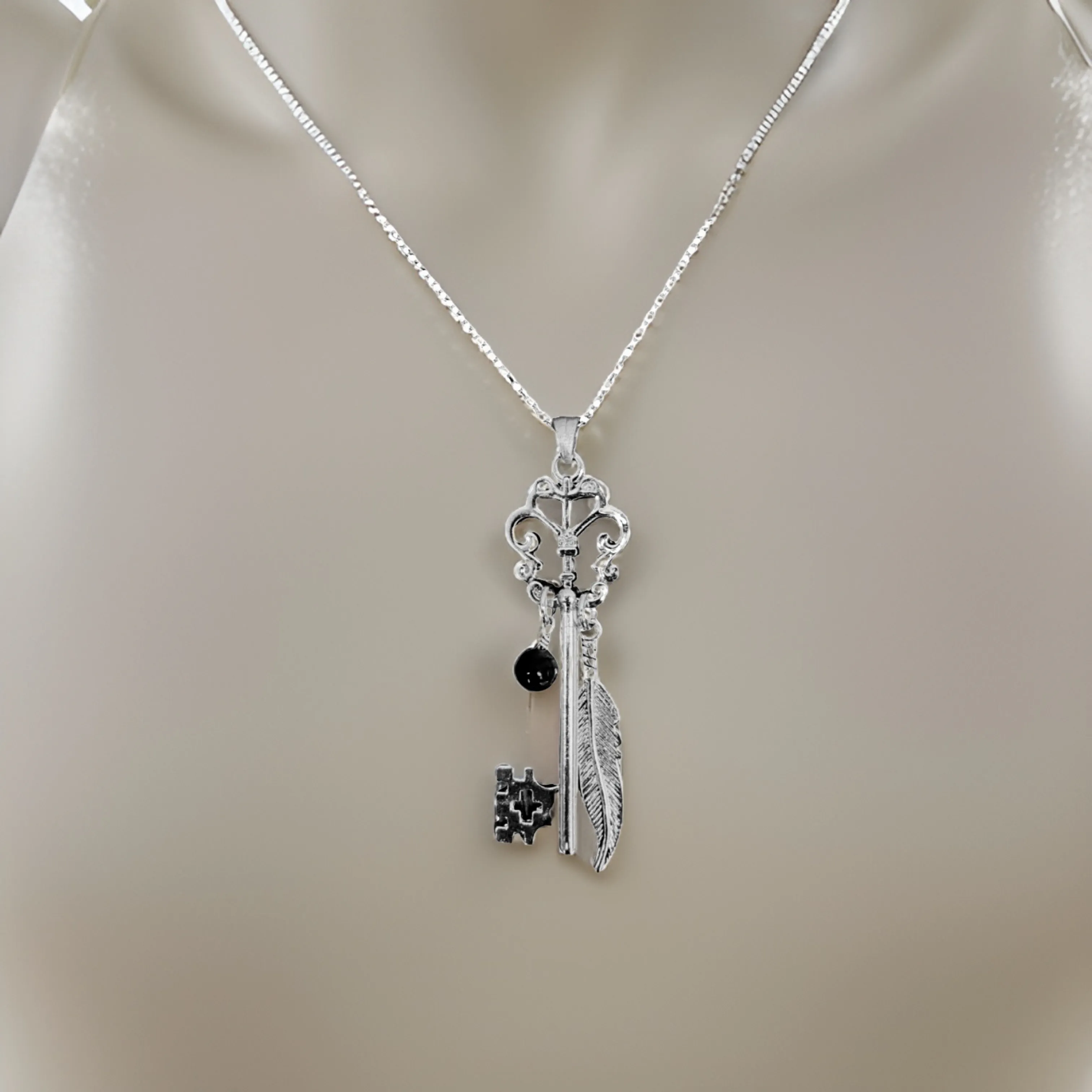 Butterfly Skeleton Key Necklace