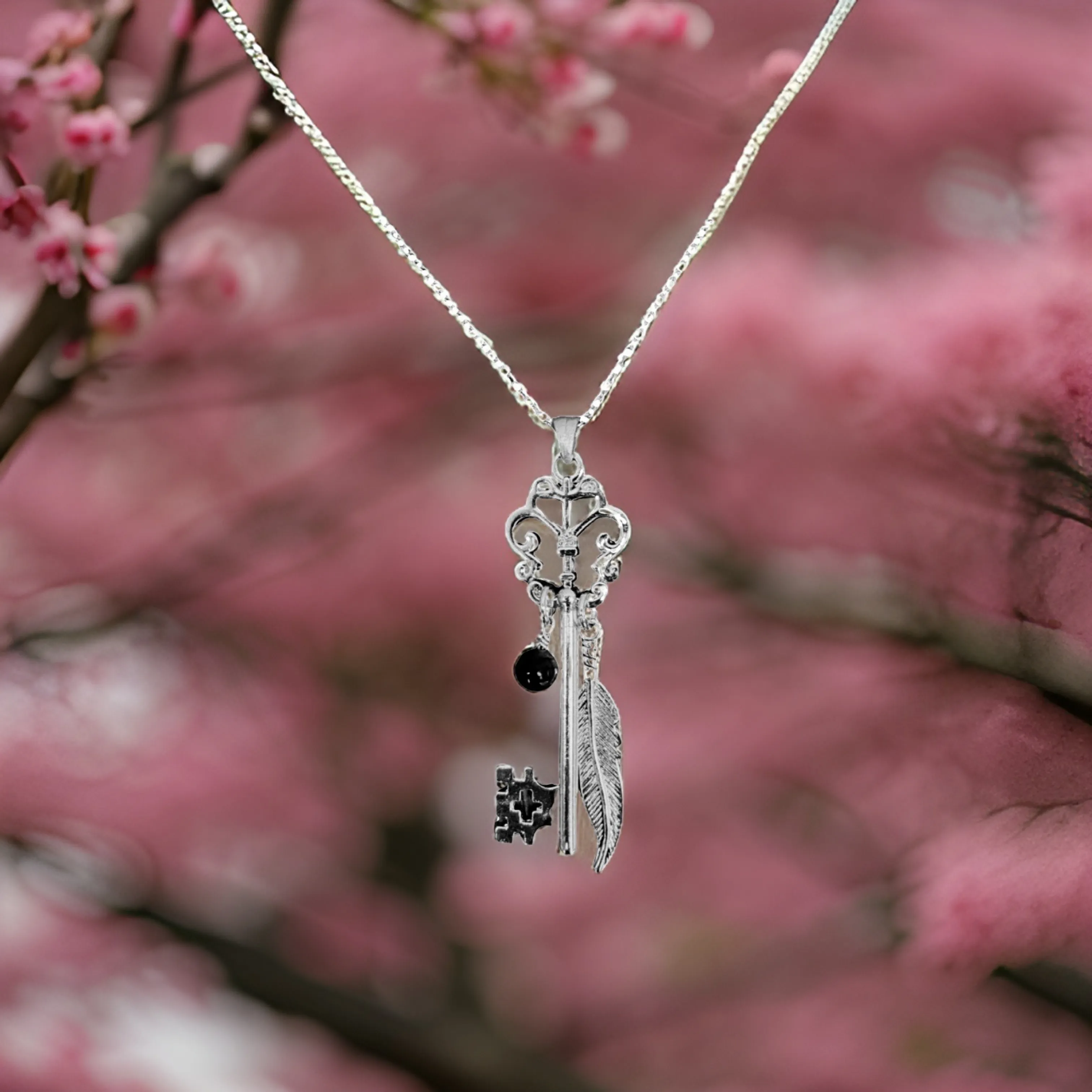 Butterfly Skeleton Key Necklace