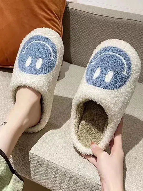 Casual Smiley Plush Non-Slip Slippers