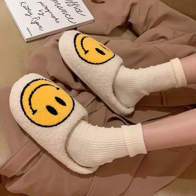 Casual Smiley Plush Non-Slip Slippers