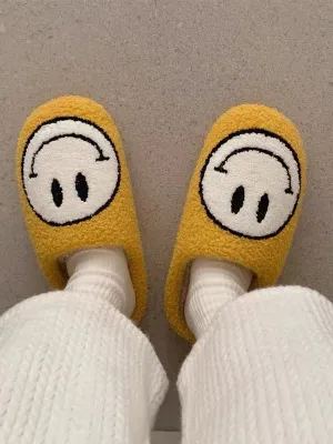 Casual Smiley Plush Non-Slip Slippers