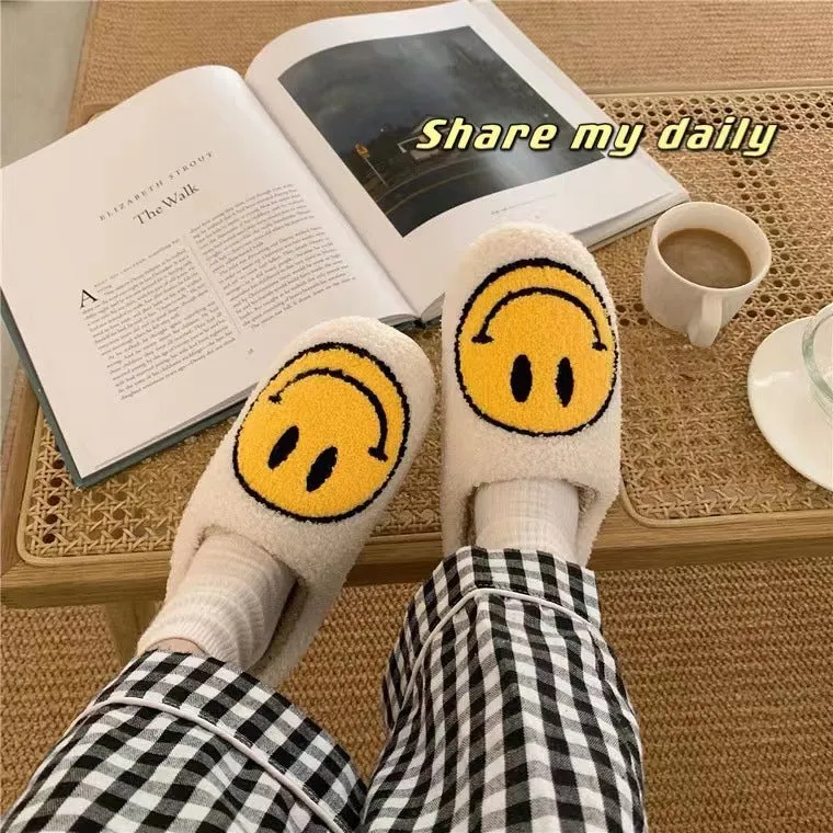 Casual Smiley Plush Non-Slip Slippers