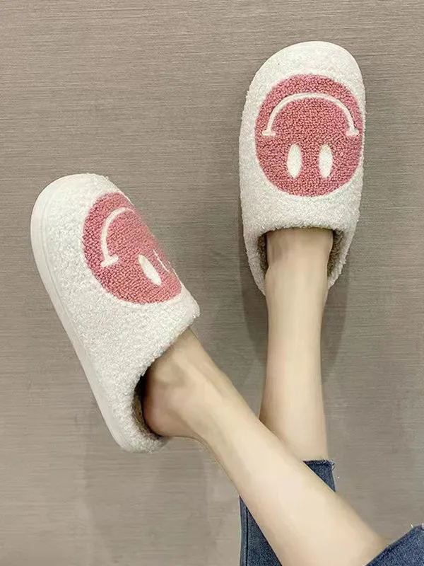 Casual Smiley Plush Non-Slip Slippers