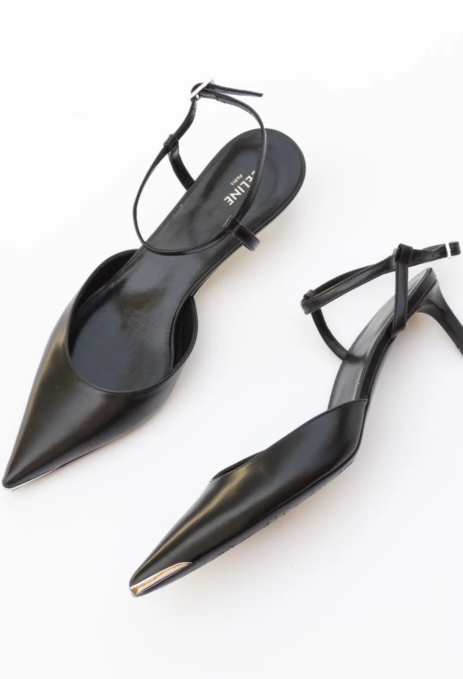Celine Metal Toe Kitten Heels