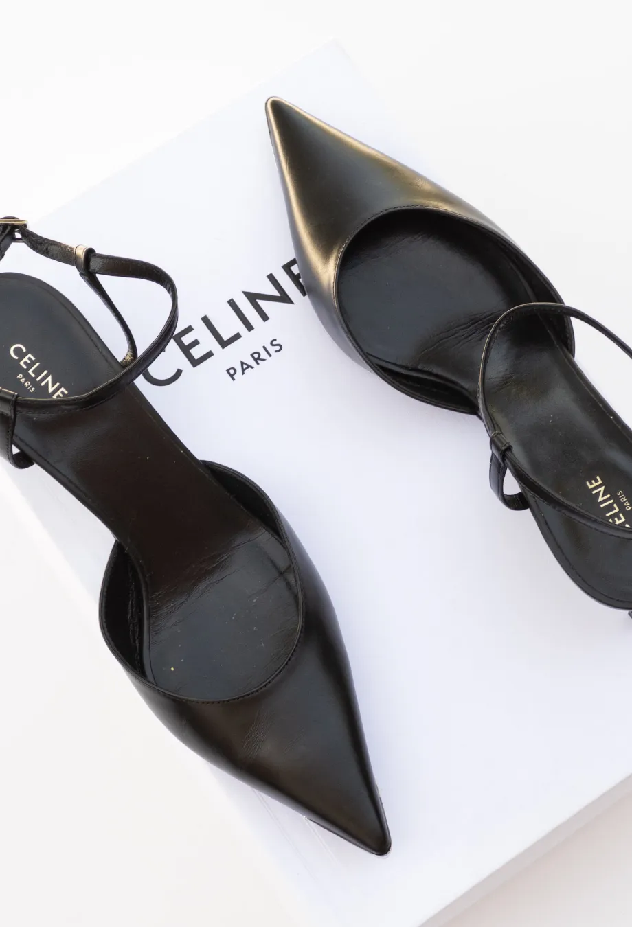 Celine Metal Toe Kitten Heels