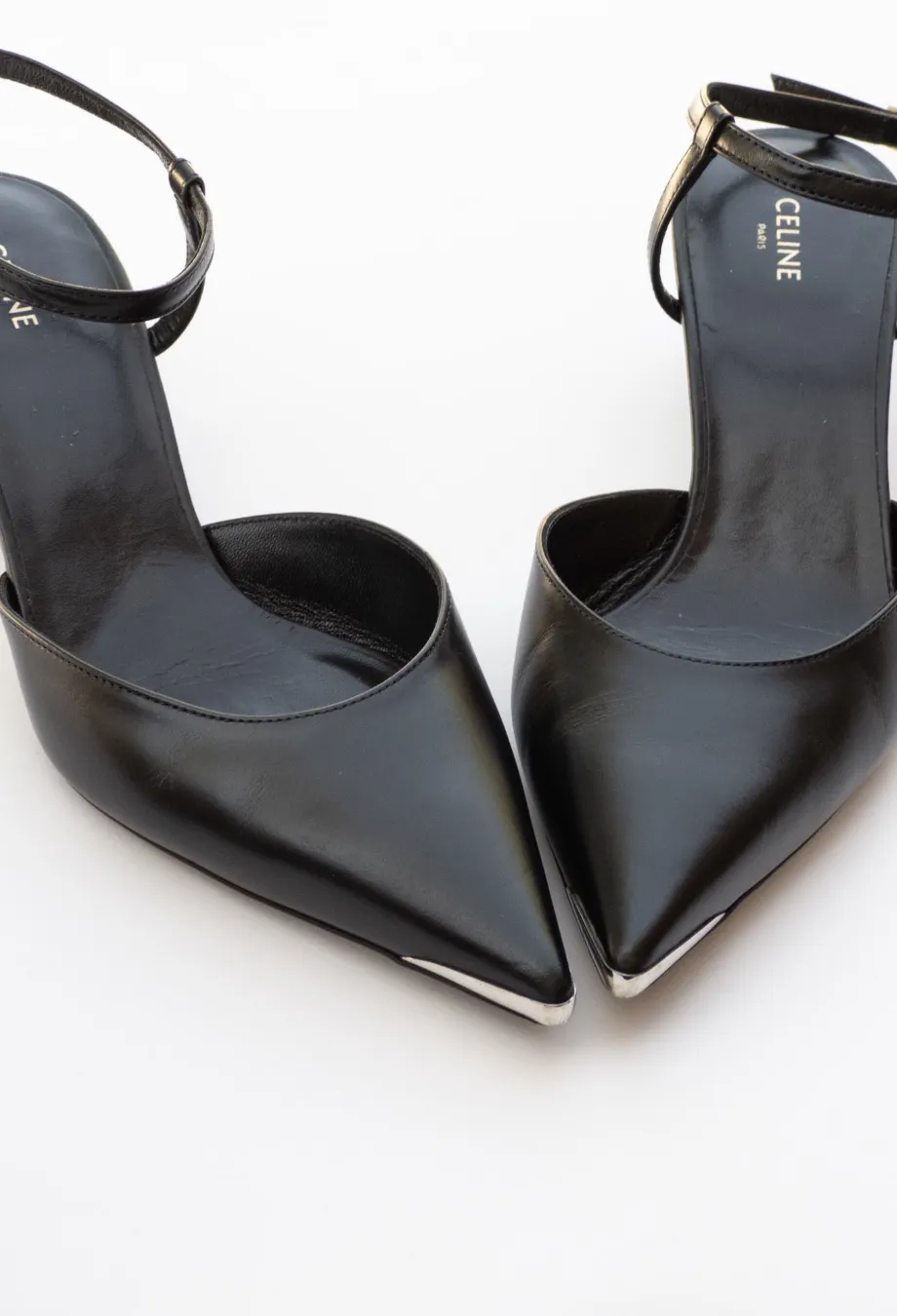 Celine Metal Toe Kitten Heels