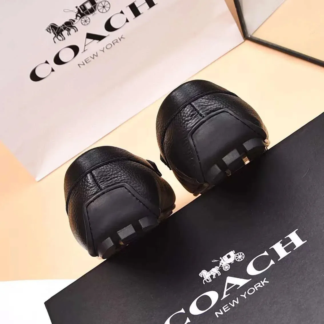 COACH || Mahogany Brown/Black Slip On Loafers