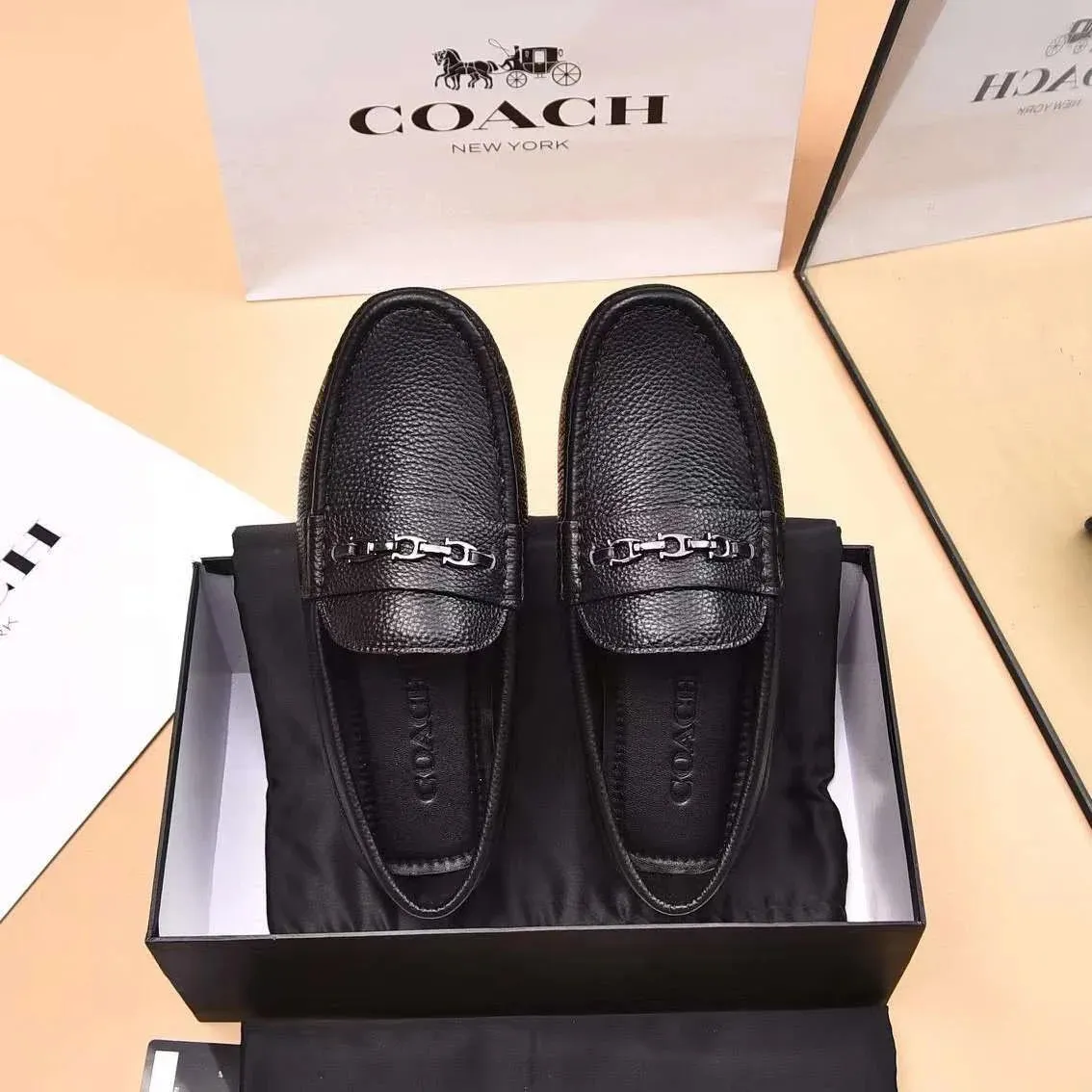 COACH || Mahogany Brown/Black Slip On Loafers