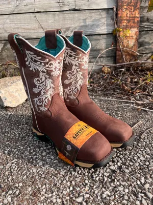 Corral Women's Brown Waterproof Composite Safety Toe Square Toe Cowgirl Work Boots W5008