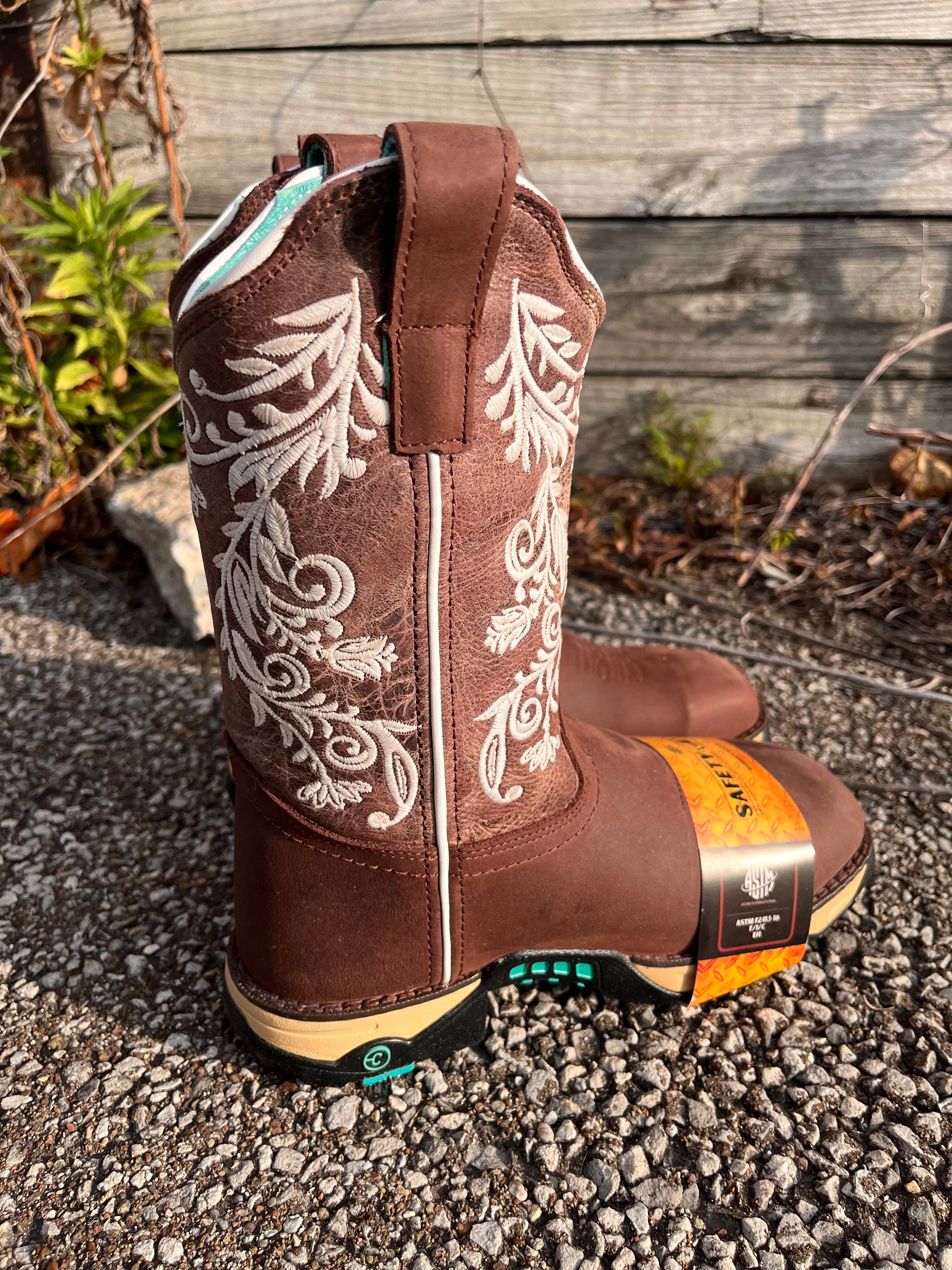 Corral Women's Brown Waterproof Composite Safety Toe Square Toe Cowgirl Work Boots W5008