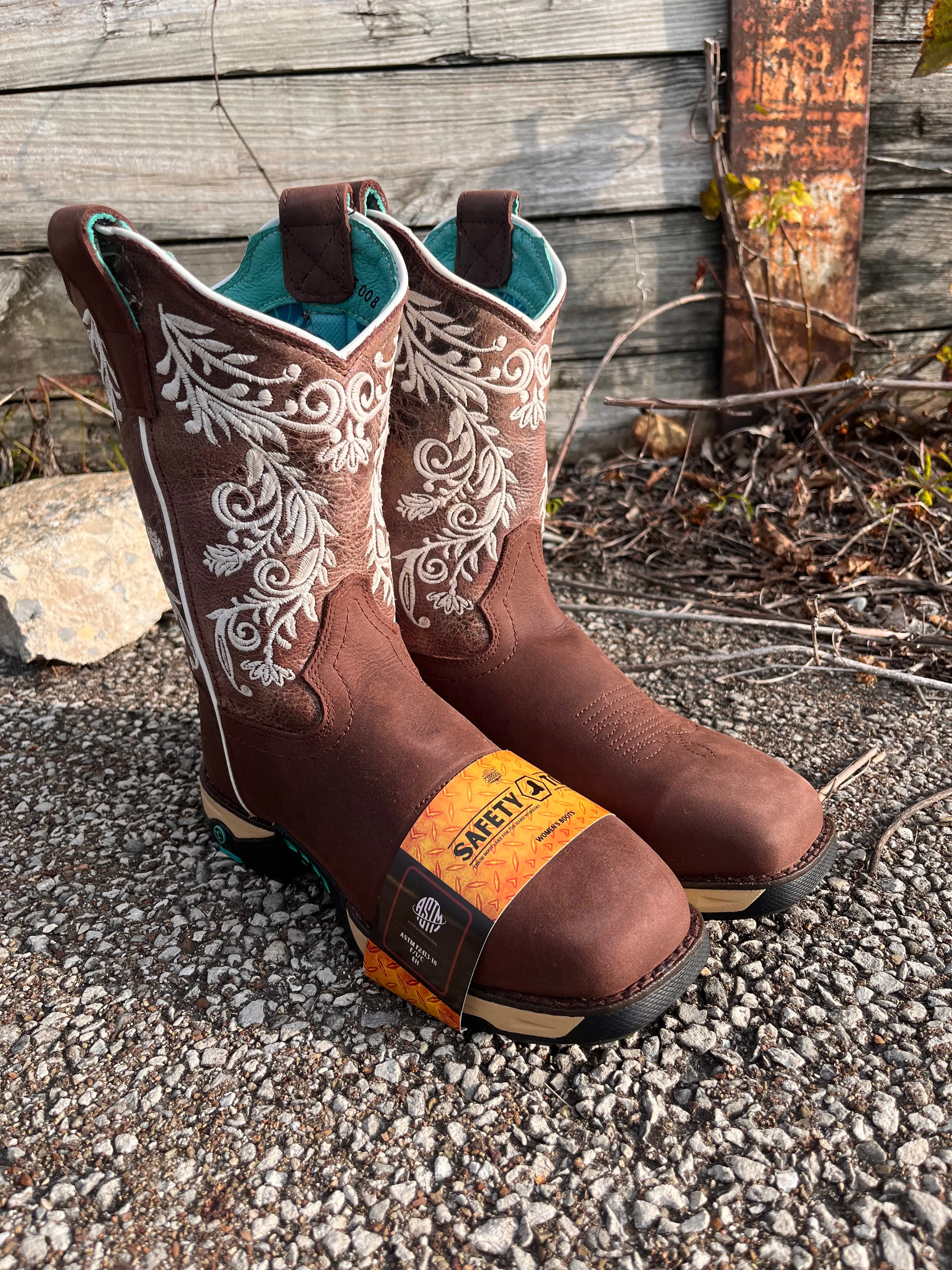 Corral Women's Brown Waterproof Composite Safety Toe Square Toe Cowgirl Work Boots W5008