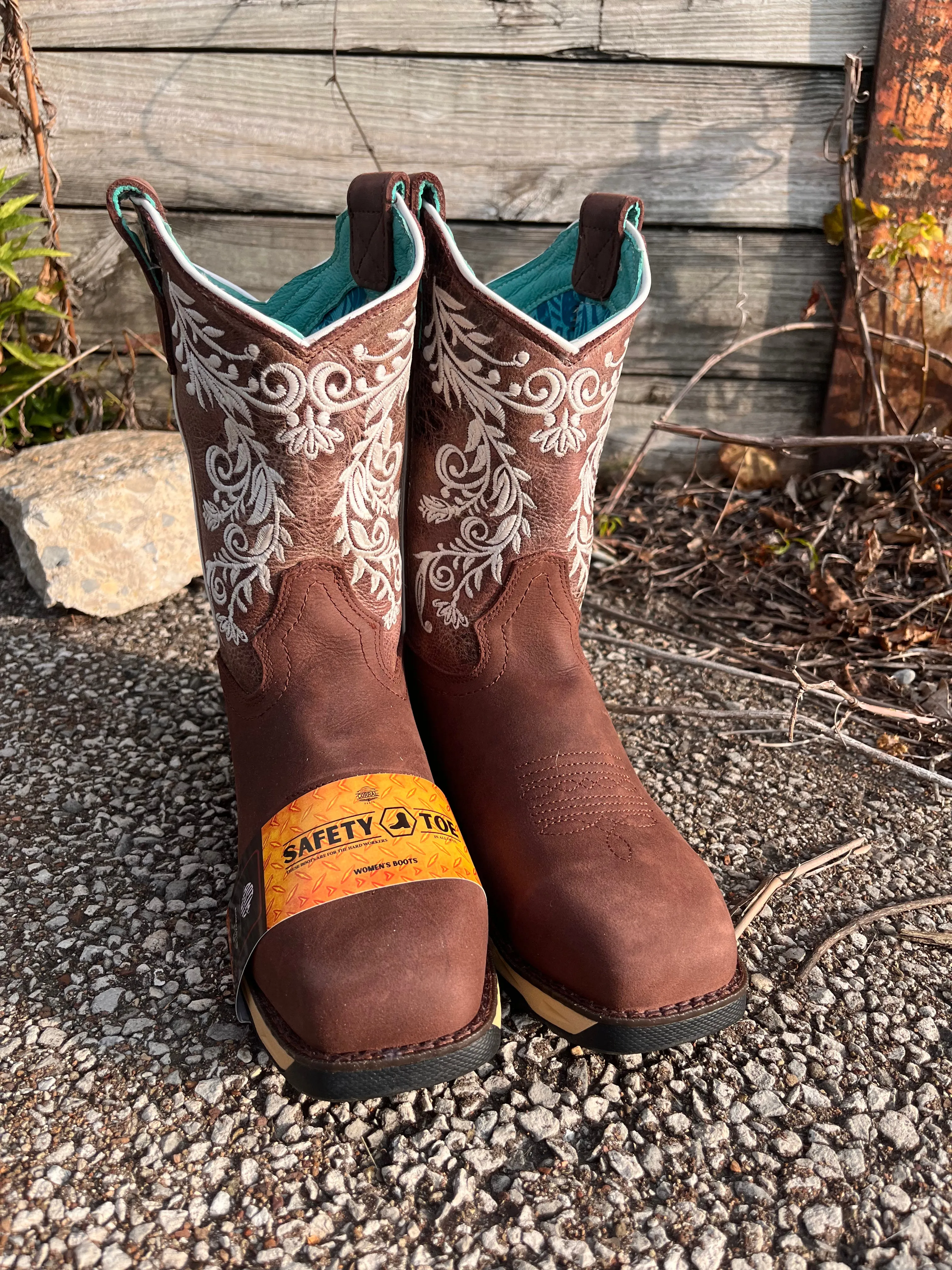Corral Women's Brown Waterproof Composite Safety Toe Square Toe Cowgirl Work Boots W5008