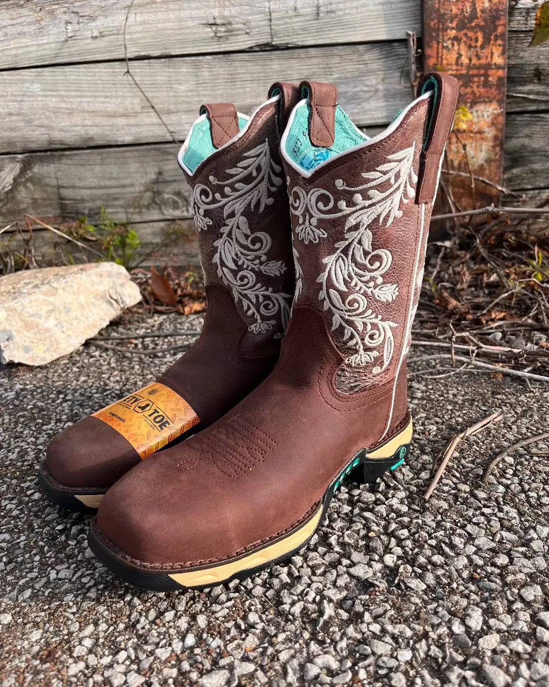 Corral Women's Brown Waterproof Composite Safety Toe Square Toe Cowgirl Work Boots W5008