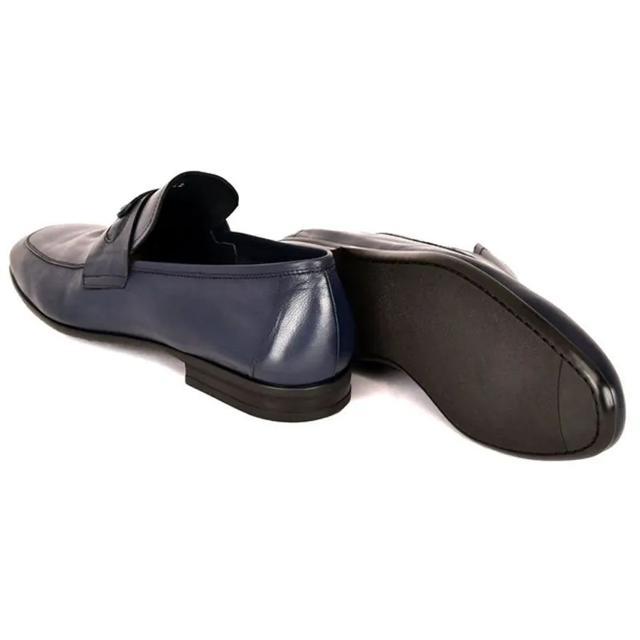 Corrente Men’s Navy Buttersoft Calfskin Round Toe Soft Loafer