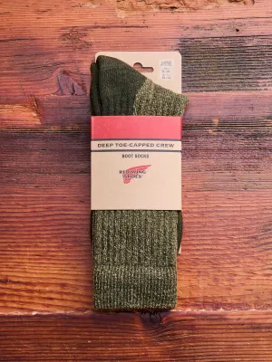 Deep Toe Capped Wool Sock in Olive