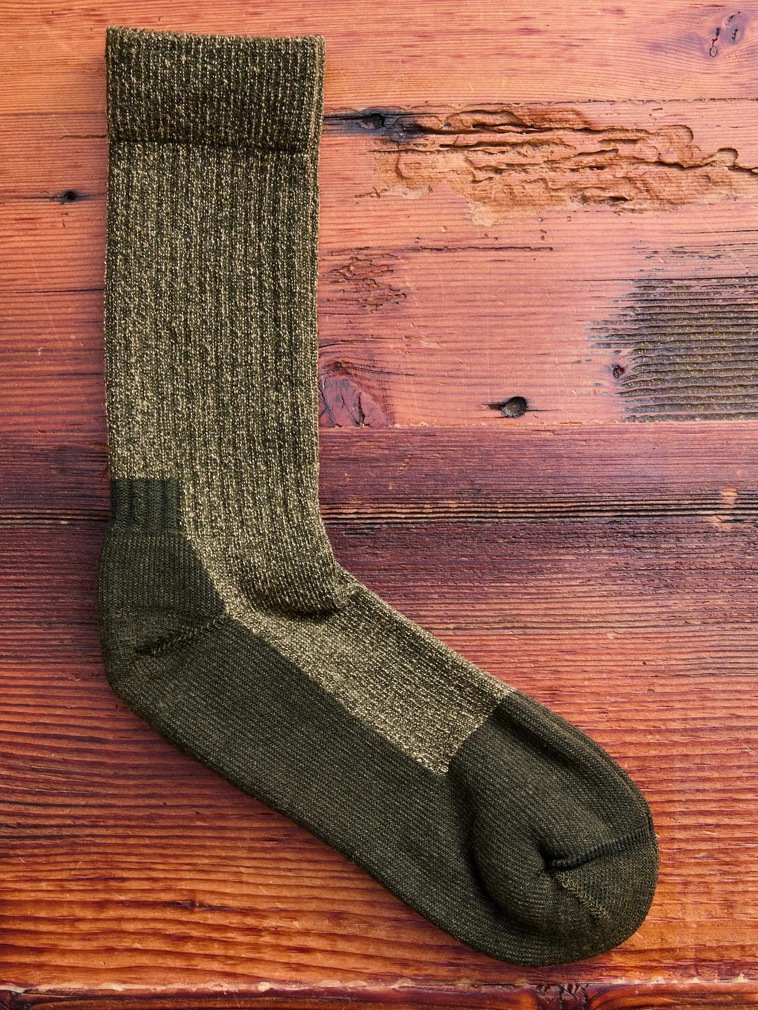 Deep Toe Capped Wool Sock in Olive