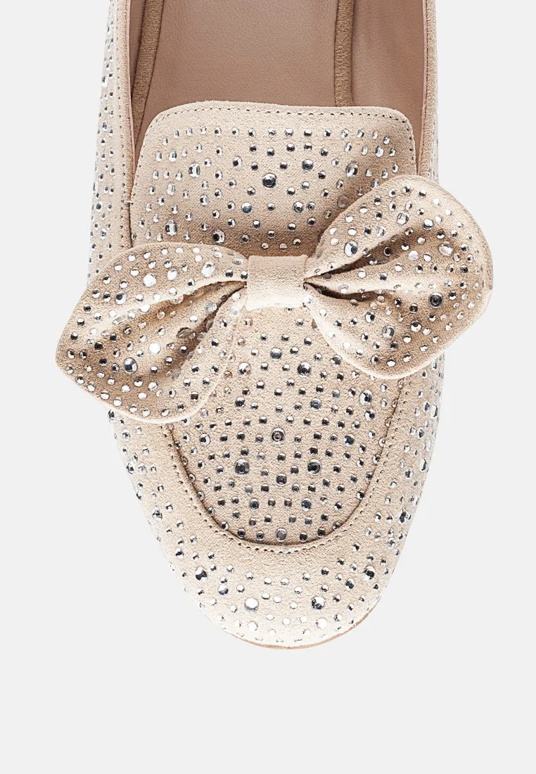 Dewdrops Embellished Casual Bow Loafers By Ruw