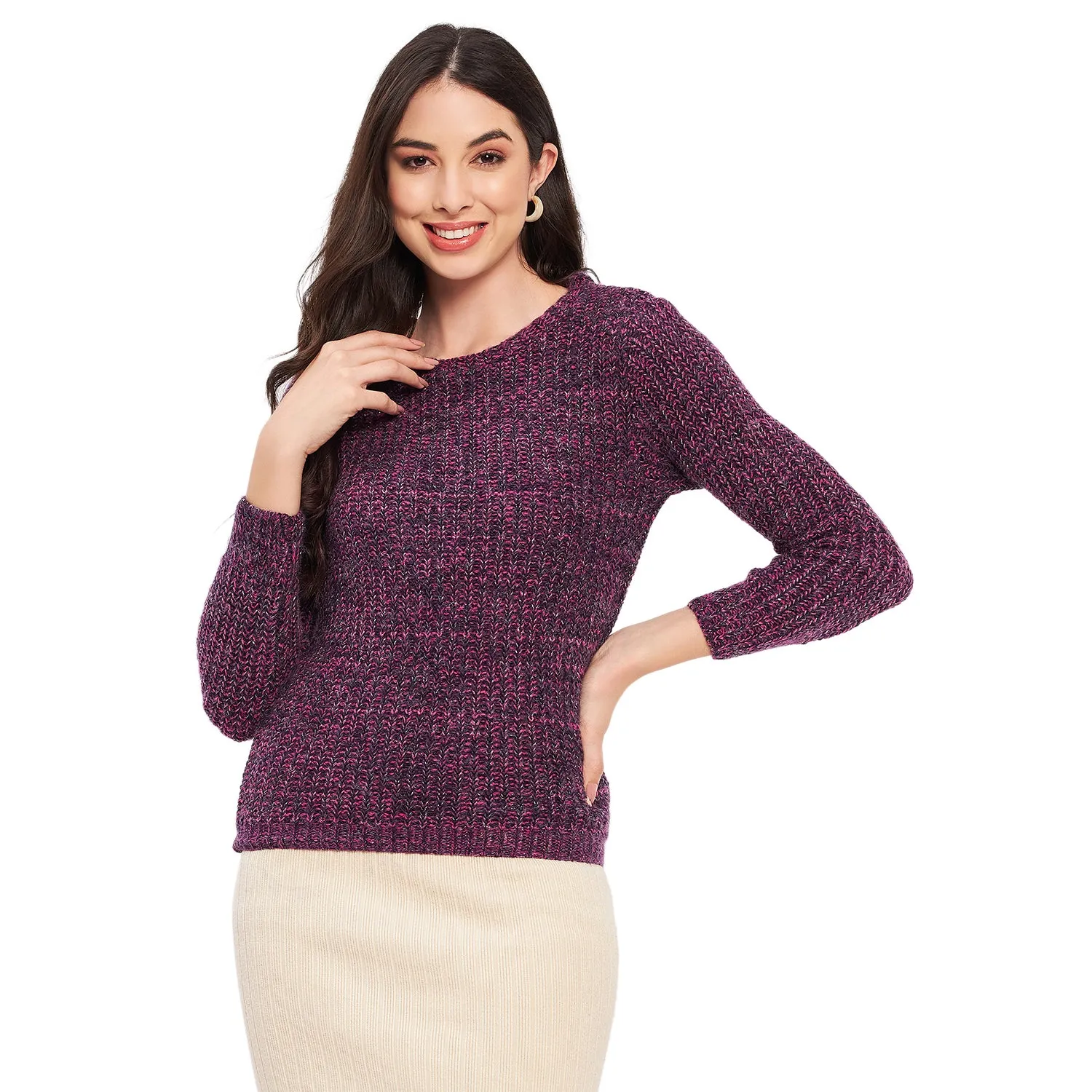 Duke Stardust Women Full Sleeve Woven Sweater (LQS9778)
