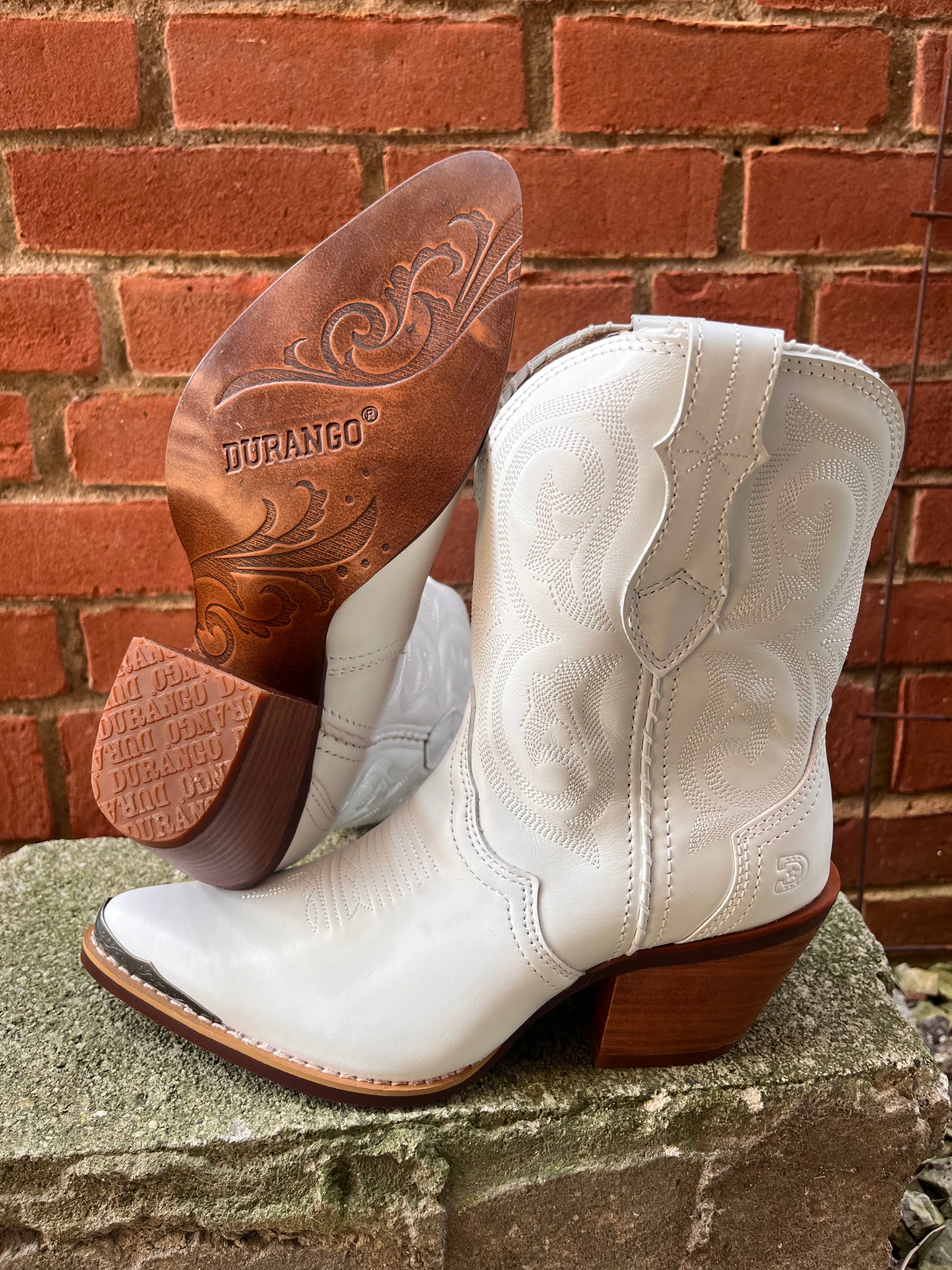 Durango Women's Crush White Leather Fashion Cowgirl Boots DRD0465