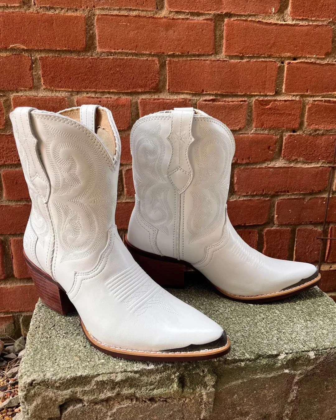 Durango Women's Crush White Leather Fashion Cowgirl Boots DRD0465