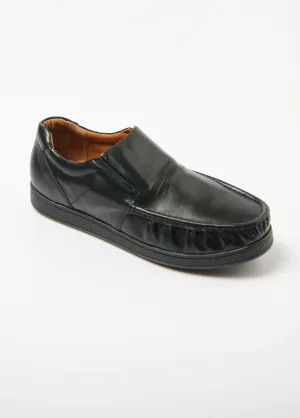 Elasticated leather loafers with removable sole