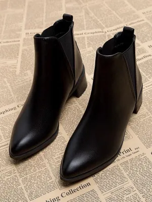 Elasticity Pointed-Toe Solid Color Split-Joint Chelsea Boots Boots