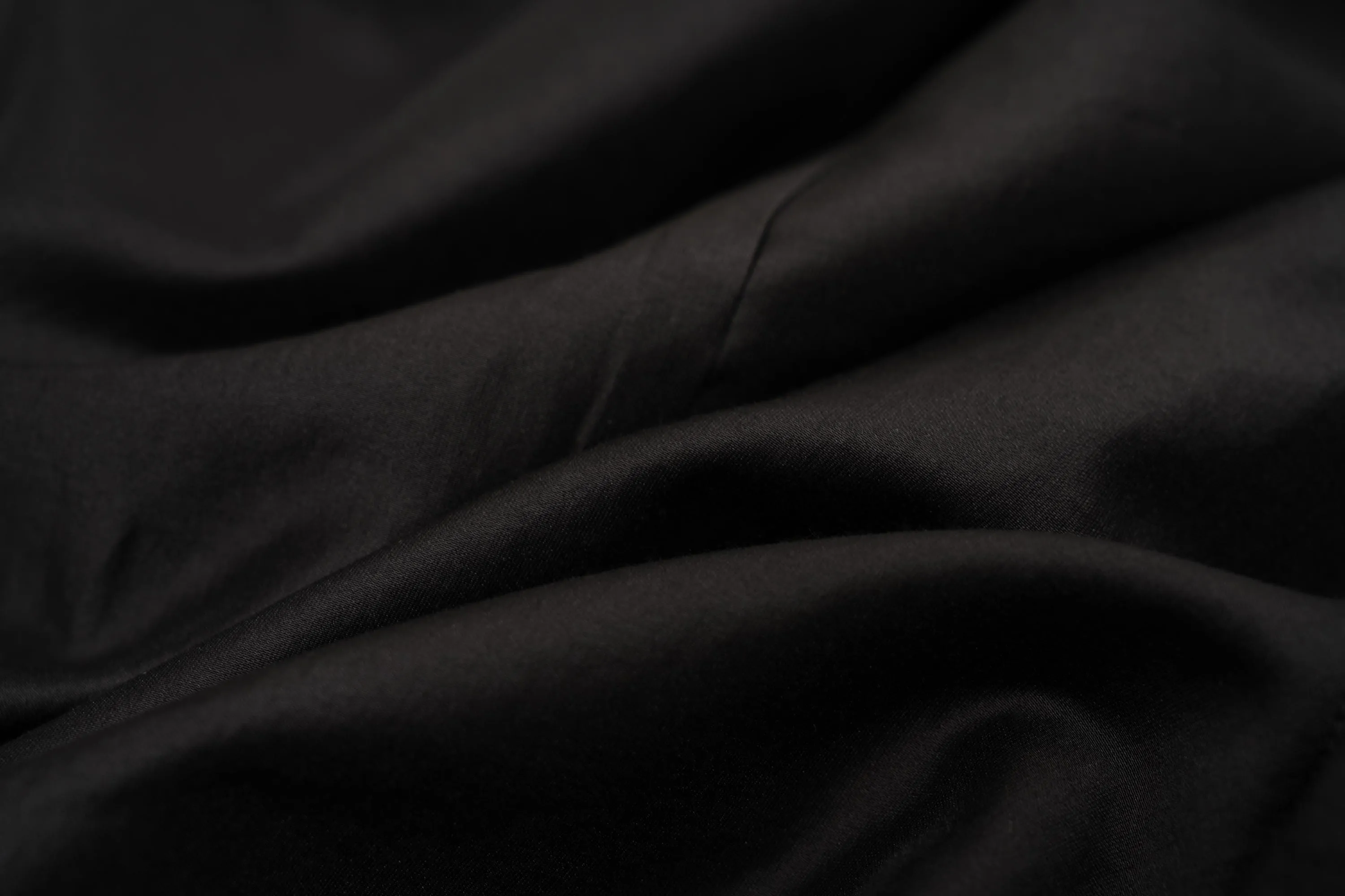 Elegant Black Draped Bell Sleeve Blouse & Skirt Set | Eco-Conscious Lyocell Fabric | Relaxed Round Neck