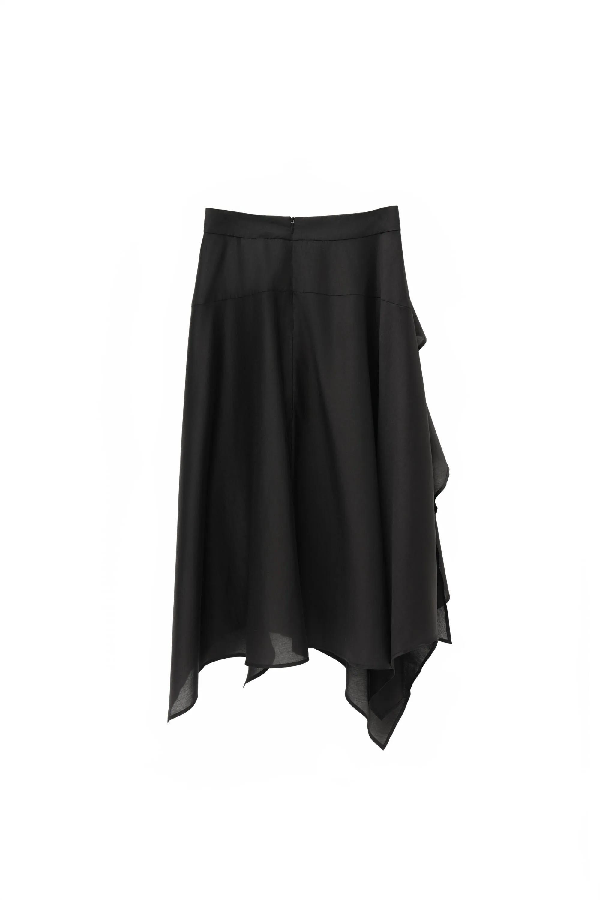 Elegant Black Draped Bell Sleeve Blouse & Skirt Set | Eco-Conscious Lyocell Fabric | Relaxed Round Neck