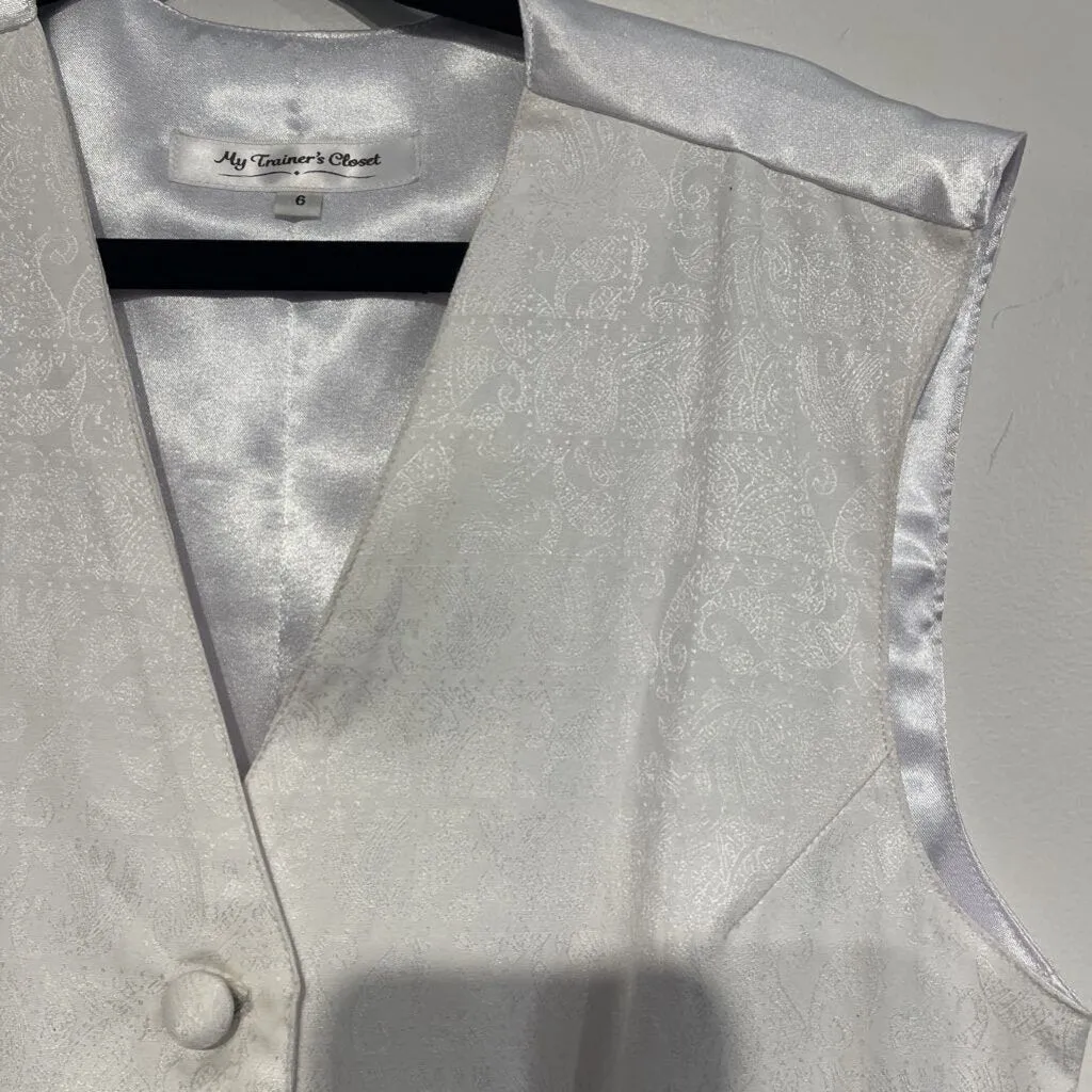 Extra Long White Paisley Vest 6