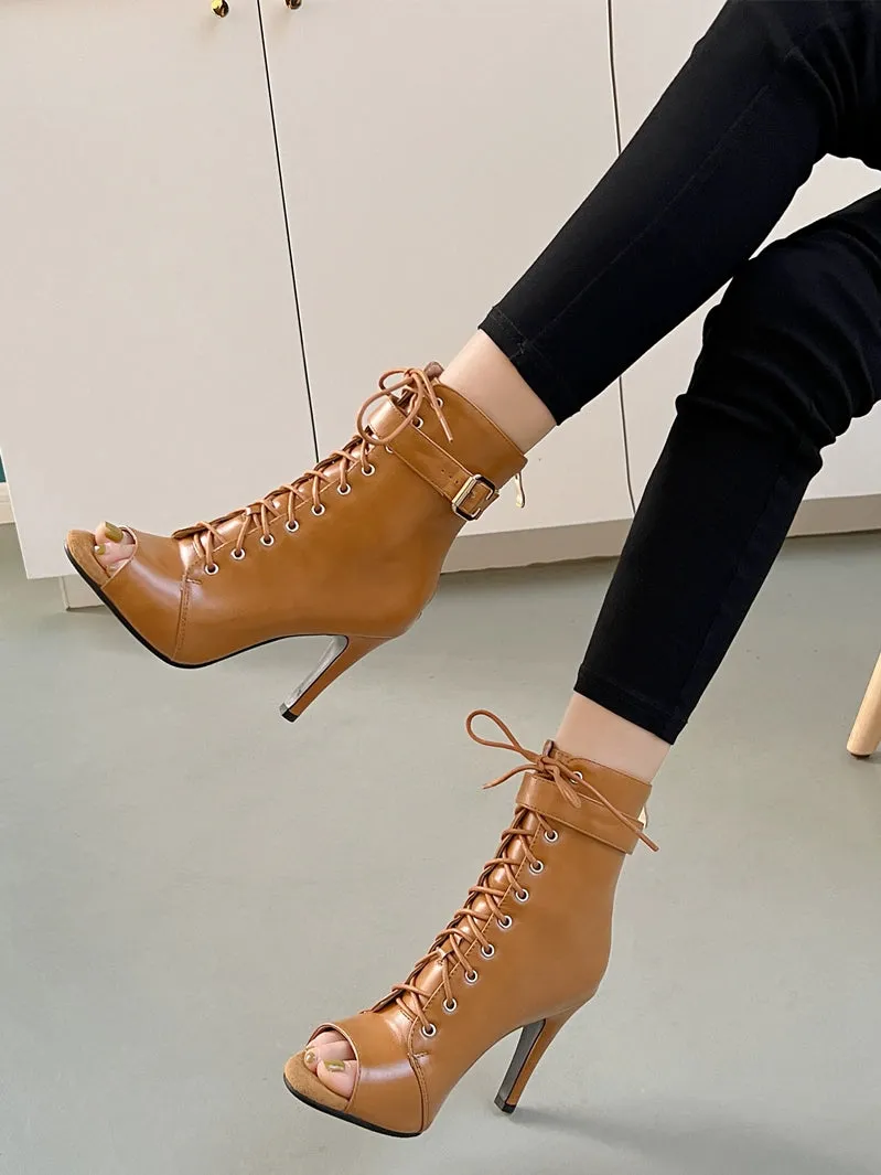 Fashion Jazz Dancing Stiletto Heels Ankle Boots