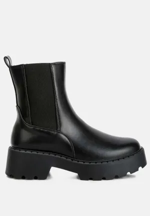 Faux Leather Elasticated Chelsea Boots By Ruw