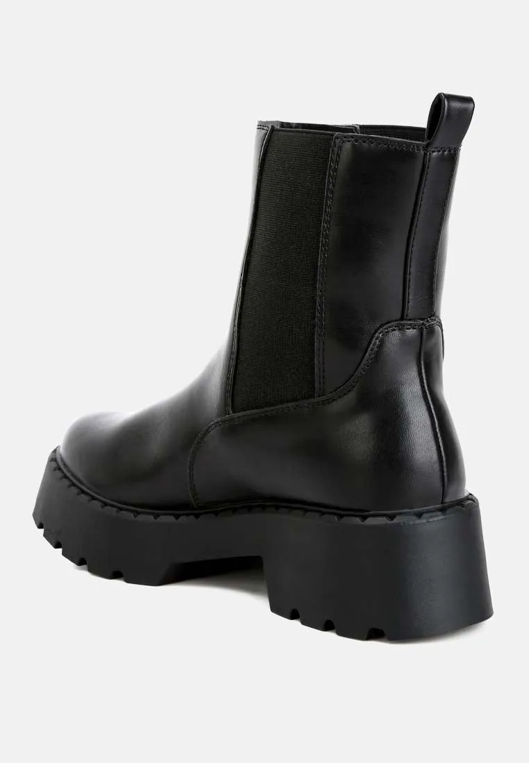 Faux Leather Elasticated Chelsea Boots By Ruw