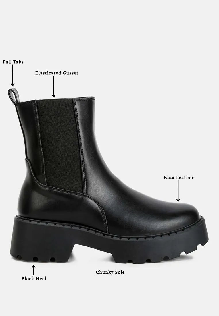 Faux Leather Elasticated Chelsea Boots By Ruw