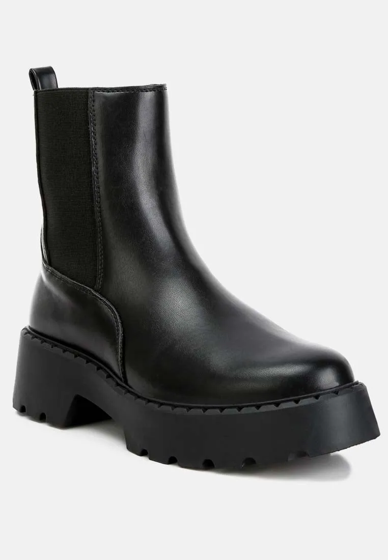 Faux Leather Elasticated Chelsea Boots By Ruw