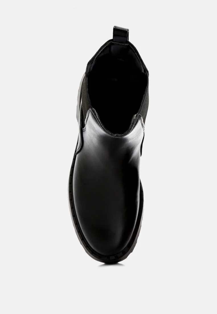 Faux Leather Elasticated Chelsea Boots By Ruw